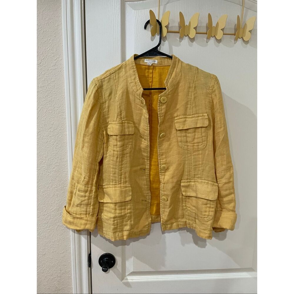 Eileen Fisher utility jacket organic linen size Petite Medium